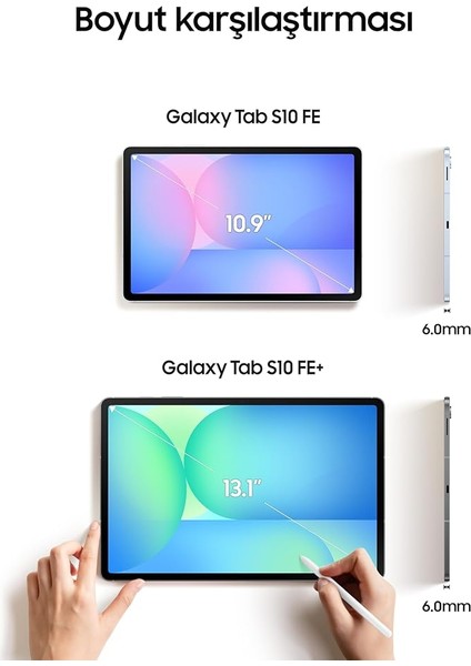 Galaxy Tab S10 Fe+, Wi-Fi Android Tablet, 8gb Ram, 128GB Depolama, 13.1 Inç, 90Hz Ekran, S Pen Dahil, IP68, 10090MAH Batarya, Gri (Samsung Türkiye Garantili) indirimleri