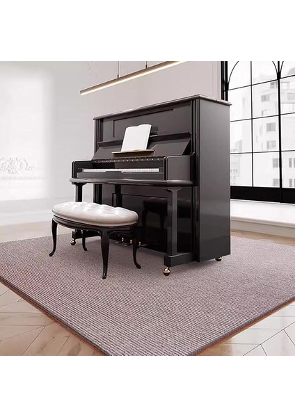 Geçirmez Piyano Halısı, Dik Piyano ve Davul Seti Için Akustik Zemin Paspası, Kaymaz Ses Sönümleyici Halı Koruyucu (90 × 160 Cm, Bej Kahverengi)