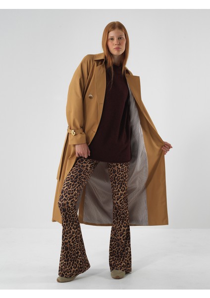 Kadın Camel Formunu Koruyan Regular Fit Trençkot