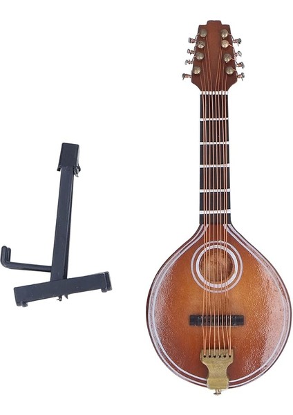 Mini Mandolin Enstrümanı Modeli, Mandolin Modeli, 8 Telli, El Yapımı, Standlı, Minyatür Müzik Aleti Hediyeler, Ev Dekorasyonu