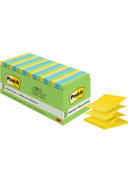 Dolgu, 3 x 3, Assorted, 18 100-SHEET Pads/paket