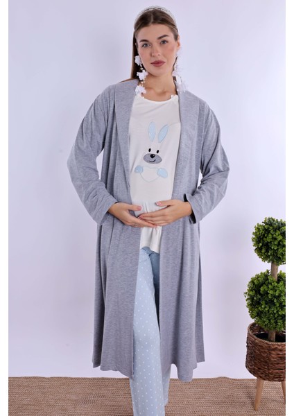 Mavi Sabahlıklı Hamile Lohusa Pijama Takımı fiyatları