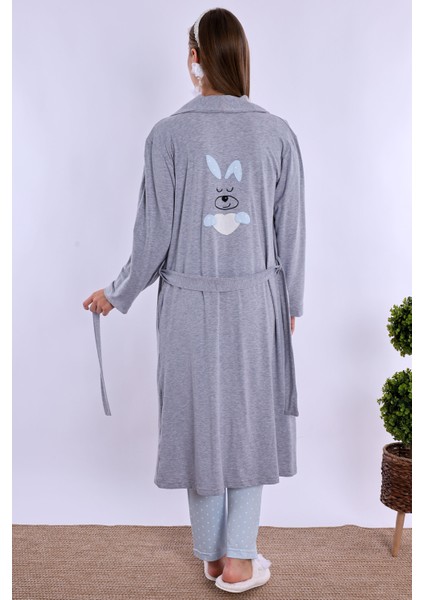 Mavi Sabahlıklı Hamile Lohusa Pijama Takımı modelleri