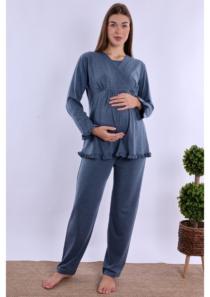 Indigo Sabahlıklı Hamile Lohusa Pijama Takımı indirimleri