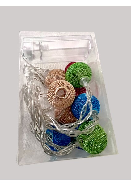 Bakgelal Metal Kafesli Renkli LED Işık Zinciri 10’lu – Dekoratif Parti ve Yılbaşı Aydınlatması