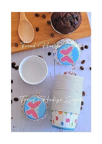 Hediye Sepeti Beyaz Kelebek Desenli Renkli Muffin Kalıbı Kek Kapsülü 50&apos;li fiyatları