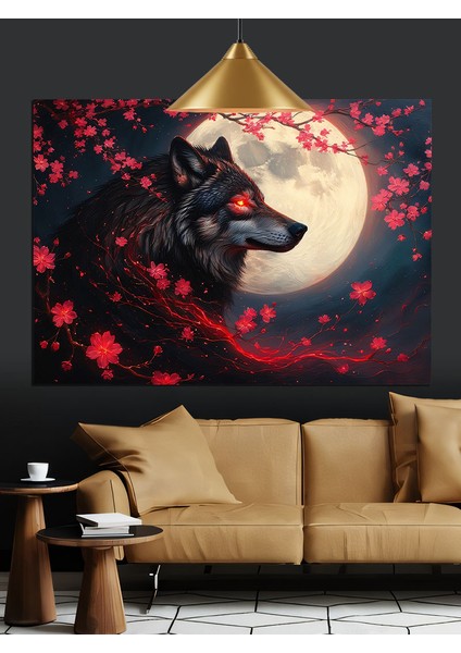 Kurt Ay Işığı Dolunay Dekoratif Kanvas - Mdf Ahşap Tablo