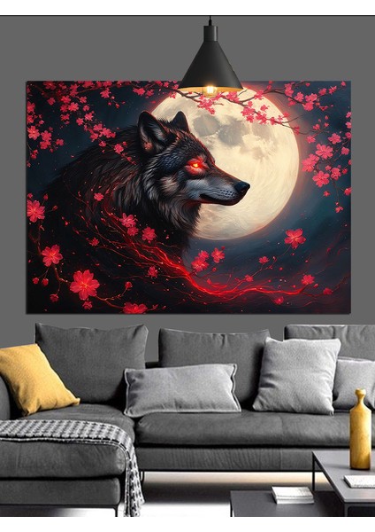 Kurt Ay Işığı Dolunay Dekoratif Kanvas - Mdf Ahşap Tablo fiyatları