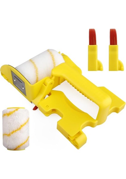 Boya Rulosu Fırçası, Kırpma Rulo Fırça Boya Rulosu Seti, Çok Fonksiyonlu Elde Tutulan Temiz Kesim Boya Edger Rulo Fırça, Taşınabilir Ev Duvar Tavanları Ev Boyama Için Kenar Boyama Aletleri (Sarı)