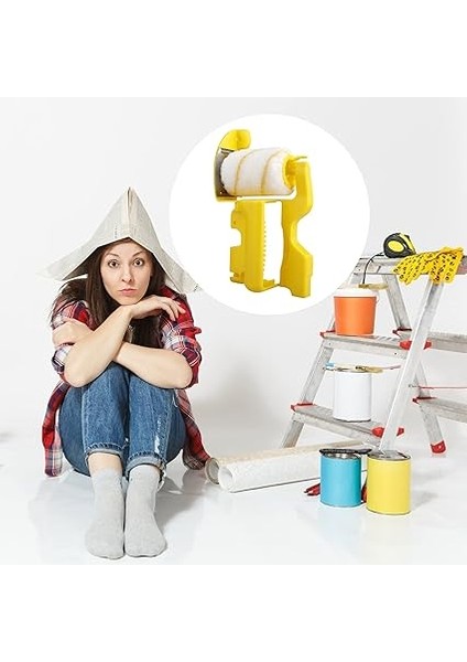 Boya Rulosu Fırçası, Kırpma Rulo Fırça Boya Rulosu Seti, Çok Fonksiyonlu Elde Tutulan Temiz Kesim Boya Edger Rulo Fırça, Taşınabilir Ev Duvar Tavanları Ev Boyama Için Kenar Boyama Aletleri (Sarı) modelleri