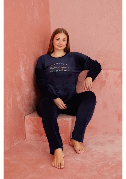 Calia 8701 Uzun Kollu Kadife Battal Beden Kadın Pijama Takımı fiyatları