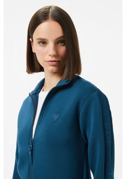 Kadın Kabartma Desenli Scuba Sweatshirt - Petrol Mavisi fırsatları