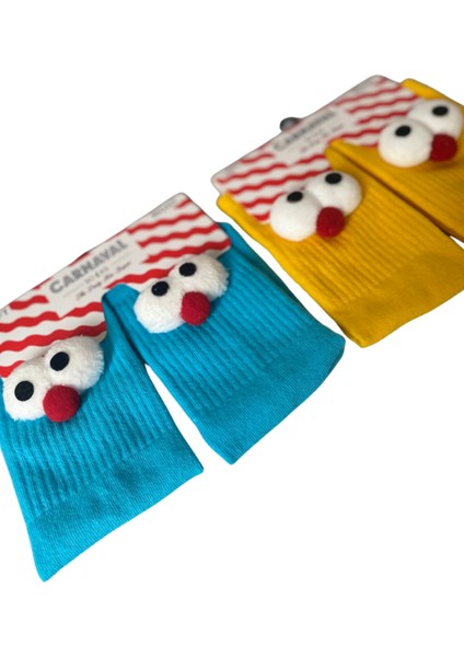 Pörtlek Gözlü 2’li Renkli Çorap Seti | Hediye Kutulu Pamuklu Eğlenceli Çoraplar