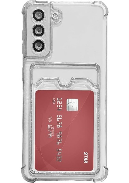 Iletişim Samsung Galaxy S21 Fe Kapak Kamera Korumalı Kartlıklı Darbe Emici Özellikli Şeffaf Silikon Kılıf