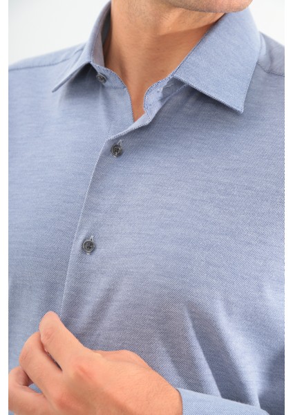 Slimfit Lacivert Desenli Erkek Gömlek Likralı Dar Kesim Yapısıyla AS0710704-07 fiyatları