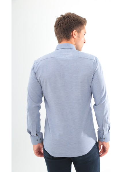 Slimfit Lacivert Desenli Erkek Gömlek Likralı Dar Kesim Yapısıyla AS0710704-07 modelleri