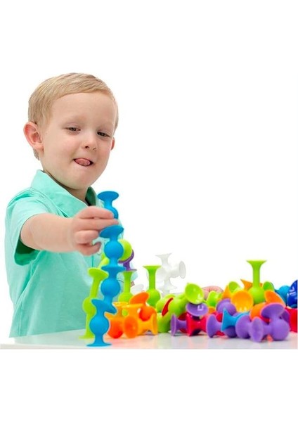 Vakum Molekül 25 Parça Yapı Taşları Fidget Duyusal Eğitici Oyuncak Squigz Vakum Molecule Popit 3 Ay ve Üzeri Için Motor Beceri Geliştirici Oyuncak (50 Parça)