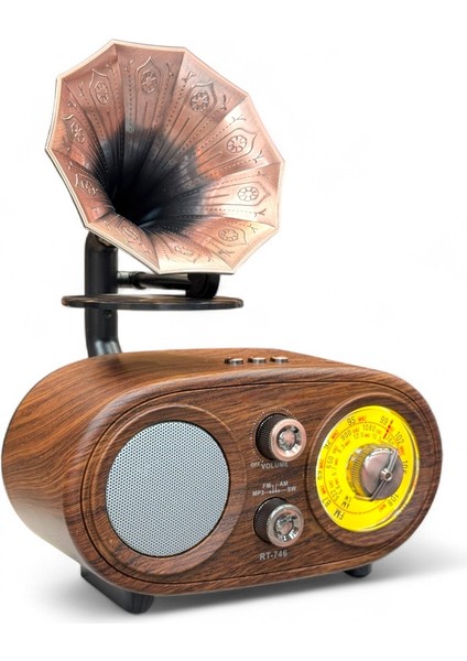 Nostaljik Gramafon Tasarım Radyo,trend Nostalji Radyo Bluetooth Özellikli