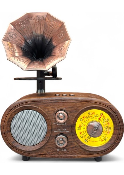 Nostaljik Gramafon Tasarım Radyo,trend Nostalji Radyo Bluetooth Özellikli fırsatları