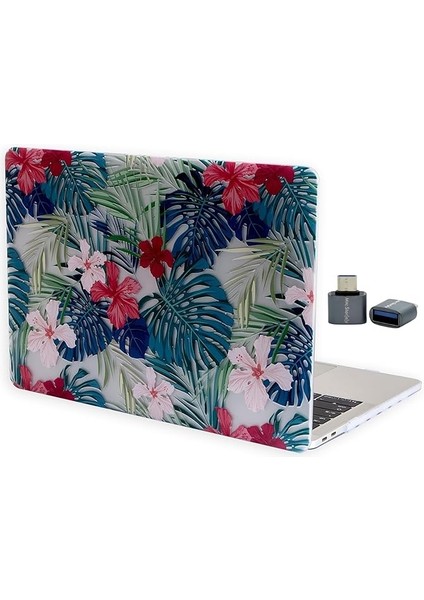 Macbook Air 13INÇ M1 Kılıf FLOWER01NL (Touchıd'li M1 Air) A2337 A2179 A1932 ile Uyumlu Yeşil