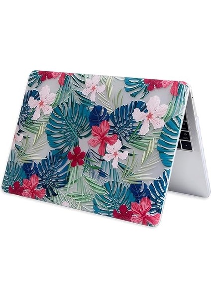 Macbook Air 13INÇ M1 Kılıf FLOWER01NL (Touchıd'li M1 Air) A2337 A2179 A1932 ile Uyumlu Yeşil modelleri