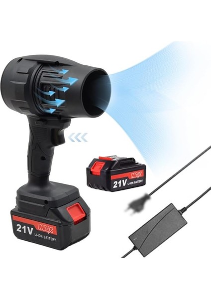 Jet Kuru Üfleyici Turbo Jet Fan 21V 2 Adet Büyük Ty Pil Hafif Gövde Türbin Güç Anahtarı Düşen Yaprakları Temizleyin ve Evde