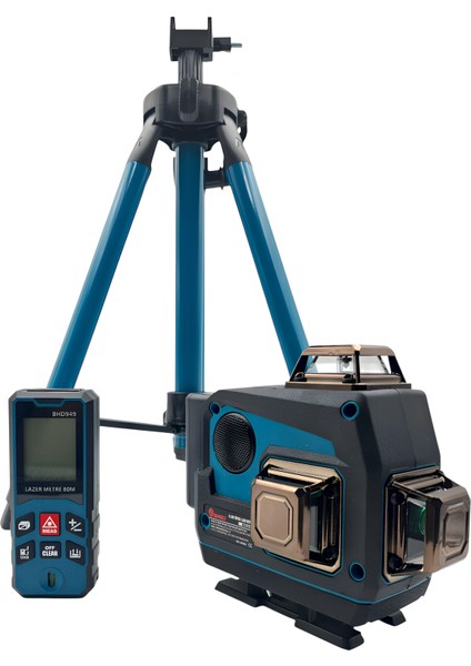 B.h.d. BHD03 360° 16 Lens Şarjlı Yeşil Lazer Hizalama ve 80MT Lazermetre Çantalı Set