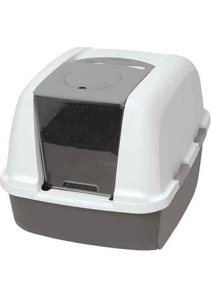 Techmrt Catit Kapalı Kedi Tuvalet Kabini Koyu Gri