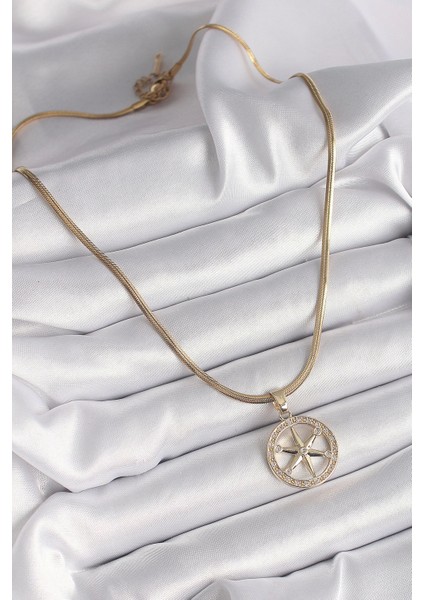 Bfs 316L Çelik Gold Renk Italyan Zincir Zirkon Taşlı Kutup Yıldız Model Kadın Kolye fiyatları