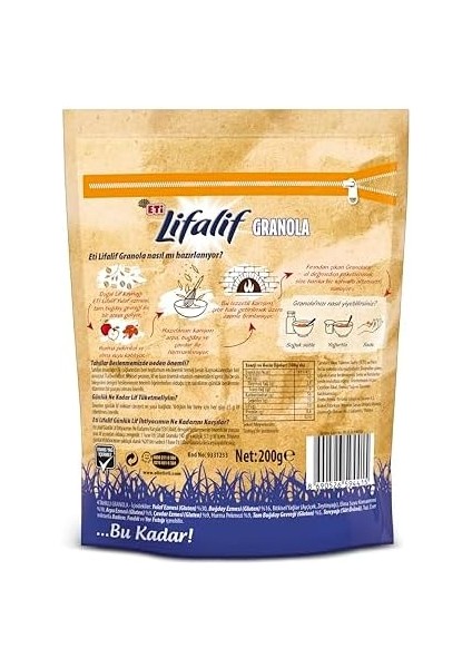 Eti Lifalif 4 Tahıllı Granola 200 G fiyatları