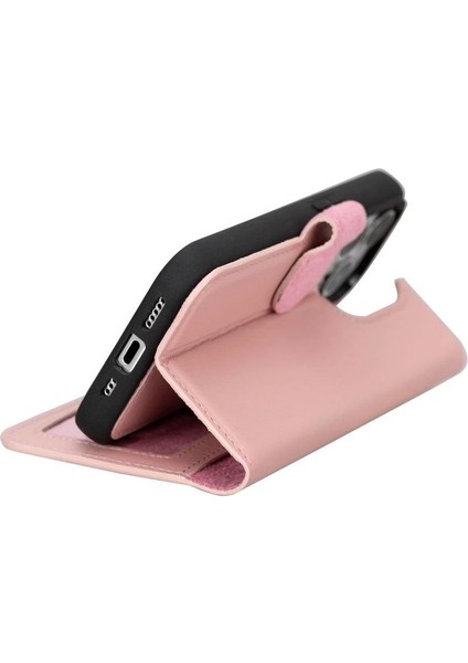 Apple iPhone 15 Pro Uyumlu Deri Cüzdanlı Kılıf Mwwn Nu2 Pembe modelleri