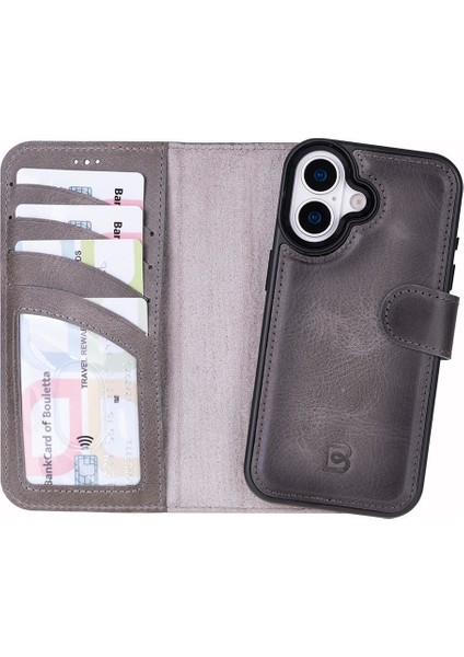 iPhone 17 Uyumlu Hakiki Deri Magsafe ve Rfıd Koruma Özellikli Çıkarılabilir Cüzdanlı Kılıf