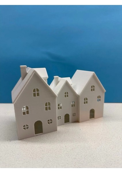 Model Ev LED Işıklı Kış Evi Halloween 3 Lü Birleşik Ev fırsatları