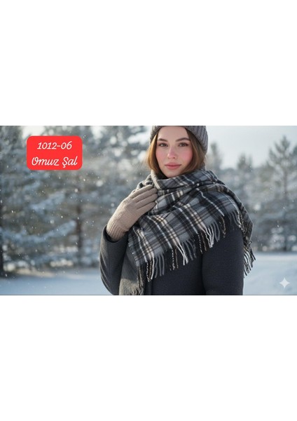 1012 Puff Kalın Ekose Omuz Şalı