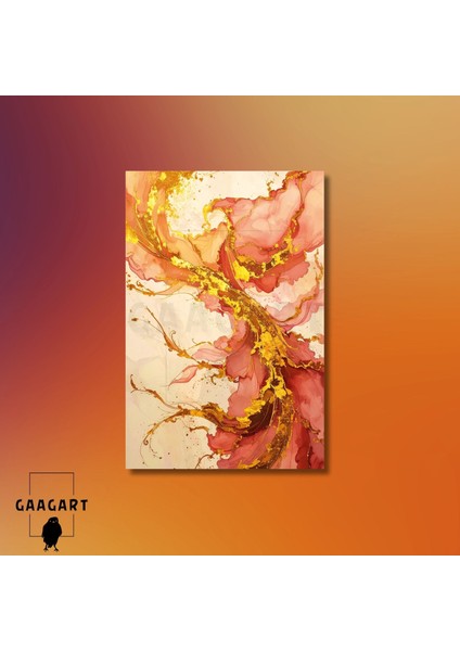 Tekli Dikey Kanvas Tablo Soyut Sanatsal Renkler Mercan modelleri