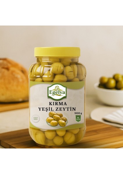 Domat Kırma Yeşil Zeytin 1 kg – Ege’den Sofralık Doğal Lezzet