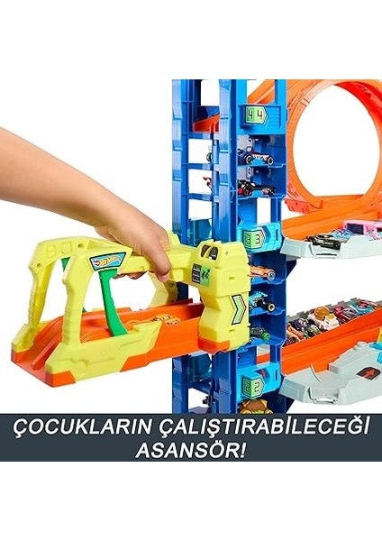Wheels 2 Adet Metal Araba ile Birlikte Gelen, 50'den Fazla 1:64 Ölçekli Araba Için Saklama Alanına Sahip, 4 Katlı Oyun Pisti Içeren Hot Wheels Şehri Yeni Ultimate Garaj ile Ejderhayı Yen, HKX48 fırsatları