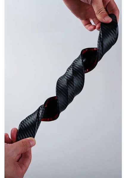 2 Adet Siyah Universal Karbon Araba Çarpışma Önleyici Esnek Tampon Koruyucu Şerit indirimleri