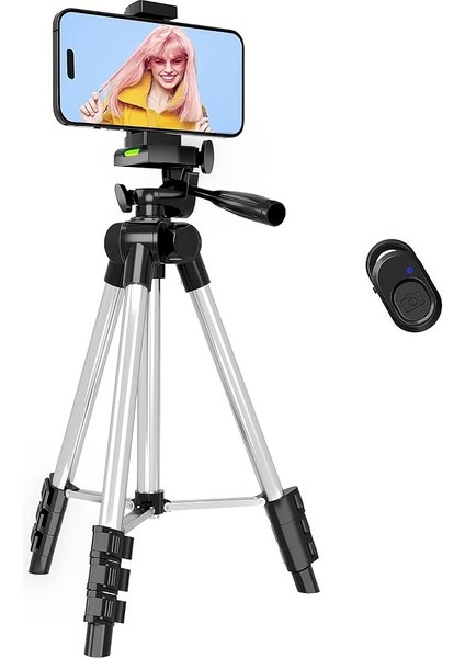 Telefon Tripodu – 33-110CM Katlanabilir Tripod Telefon Tutucu, 360° Döner Başlık, Bluetooth Kumandalı Selfie Çubuğu, Ios/android Uyumlu, Kamera ve Gopro ile Kullanılabilir