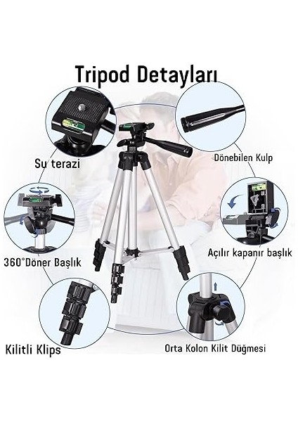 Telefon Tripodu – 33-110CM Katlanabilir Tripod Telefon Tutucu, 360° Döner Başlık, Bluetooth Kumandalı Selfie Çubuğu, Ios/android Uyumlu, Kamera ve Gopro ile Kullanılabilir fırsatları