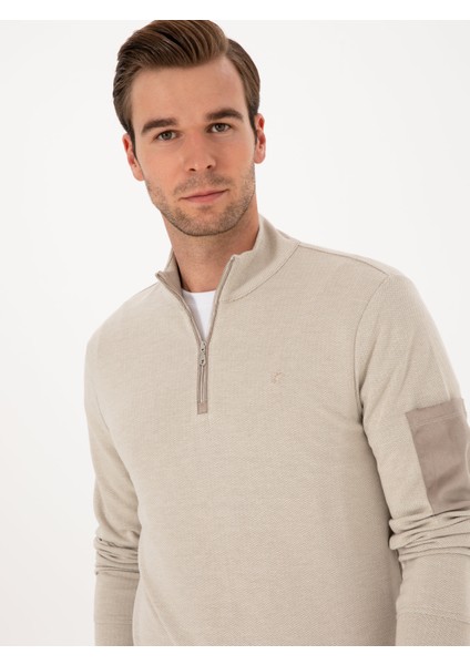Erkek Bej Regular Fit Yarım Fermuarlı Sweatshirt 50309768-VR011 fiyatları