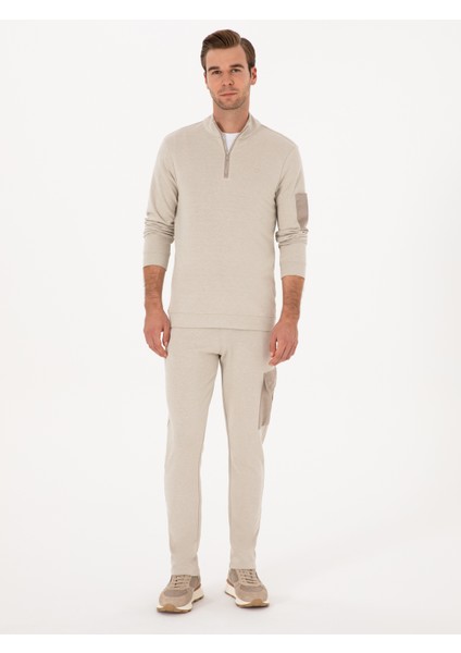 Erkek Bej Regular Fit Yarım Fermuarlı Sweatshirt 50309768-VR011 fırsatları