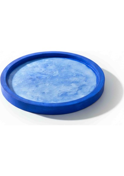 El Yapımı Mavi Mermer Desenli Kokulu Dekoratif Mum – Taş Detaylı Tabağı ile fiyatları