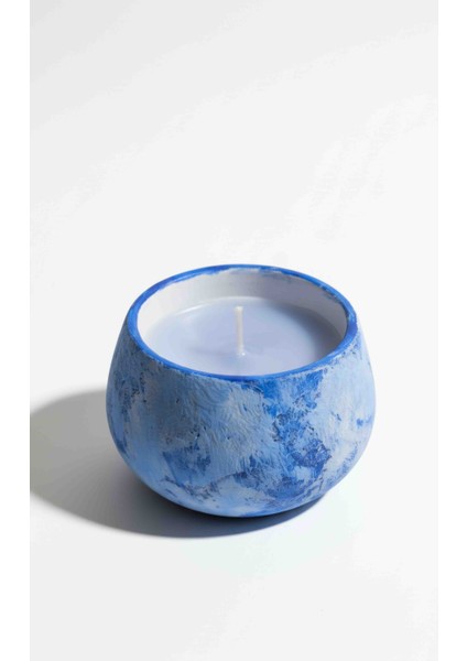 El Yapımı Mavi Mermer Desenli Kokulu Dekoratif Mum – Taş Detaylı Tabağı ile modelleri