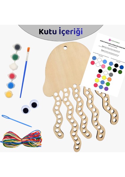 Ahtapot Ahşap Ip Geçirme ve Boyama Etkinlik Seti | Çocuk El Becerisi Aktivitesi fiyatları