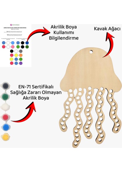Ahtapot Ahşap Ip Geçirme ve Boyama Etkinlik Seti | Çocuk El Becerisi Aktivitesi indirimleri