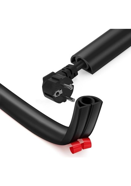 Kablo Kanalı, Kendinden Yapışkanlı, Esnek Kablo Koruması, 3 M x 20 mm x 10,2 Mm, Esnek Kablo Kanalı, Zemin Düz, Kablo Kanalı, Ev, Ofis, Okul, Depo Için Esnek (1 Kablo / 3 M, Siyah)