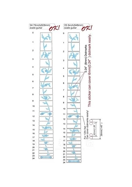 Joes 17A64 Fretboard Sticker - Klavye Yapışmalı Süs modelleri