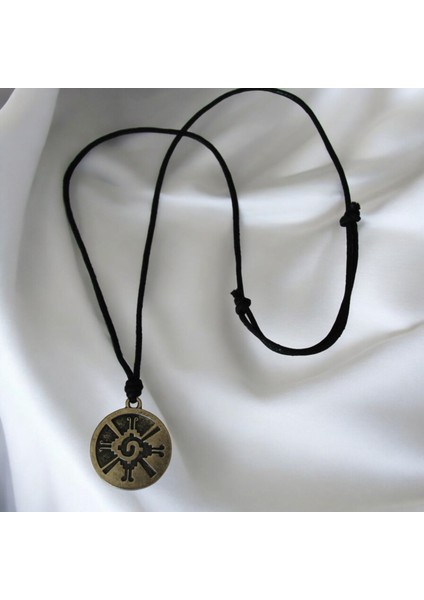 Hunab Ku Sembollü Kozmik Enerji Kolyesi – Antik Gümüş Zamak, El Yapımı & Siyah Ayarlanabilir Ip