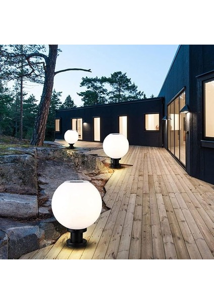 2 Adet Küre Set Üstü Solar LED Bahçe Lambası 20W | Güneş Enerjili + 220V Elektrikli Hibrit, Fotoselli, IP65 Su Geçirmez, E27 Duy, 2 Modlu Işık (Beyaz-Günışığı, 25X30 Cm) fiyatları